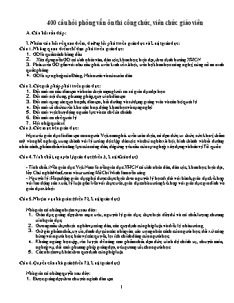 400 câu hỏi phỏng vấn ôn thi công chức, viên chức giáo viên