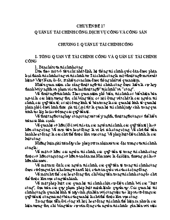 Bài tập quản lý nhà nước - Chuyên đề 17: Quản lý tài chính công, dịch vụ công và công sản