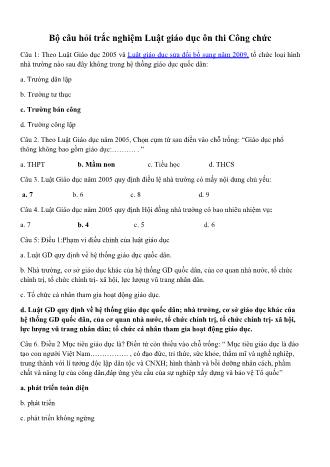 Bộ câu hỏi trắc nghiệm Luật giáo dục ôn thi Công chức (Có đáp án)