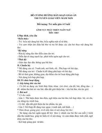 Đề cương hướng dẫn soạn giáo án thi tuyển giáo viên mầm non (Trẻ mẫu giáo 4-5 tuổi)