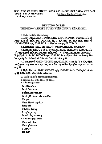 Đề cương ôn tập thi phỏng vấn xét tuyển viên chức y tế năm 2021
