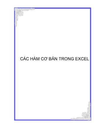 Giáo trình Microsoft Excel 2000 - Bài 4: Các hàm cơ bản trong Excel