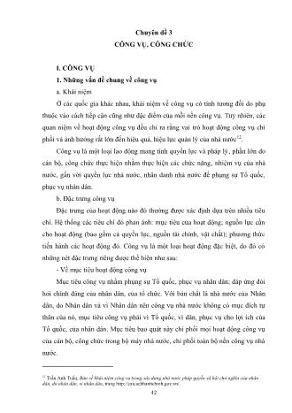 Tài liệu bồi dưỡng ngạch chuyên viên chuyên ngành tổng hợp - Chuyên đề 3: Công vụ, công chức