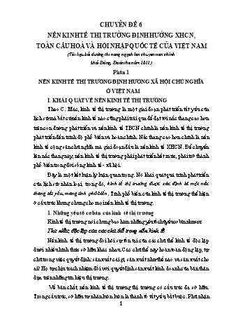 Tài liệu bồi dưỡng thi nâng ngạch lên chuyên viên chính khối Đảng, đoàn thể năm 2022 - Chuyên đề 6: Nền kinh tế thị trường định hướng XHCN, toàn cầu hóa và hội nhập quốc tế của Việt Nam
