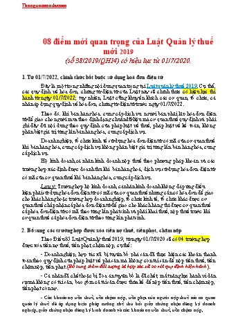 8 điểm mới quan trọng của Luật Quản lý thuế mới 2019