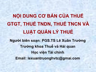 Bài giảng Lý thuyết thuế - Lê Xuân Trường