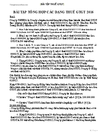 Bài tập tổng hợp Các dạng thuế giá trị gia tăng