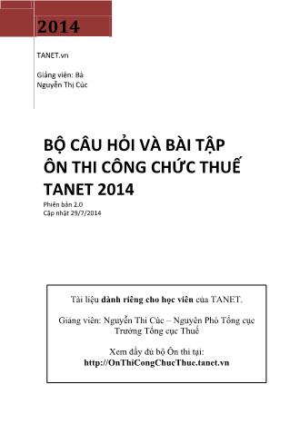 Bộ câu hỏi và bài tập ôn thi công chức thuế (Có đáp án)