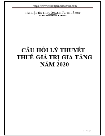 Câu hỏi lý thuyết Thuế giá trị gia tăng năm 2020