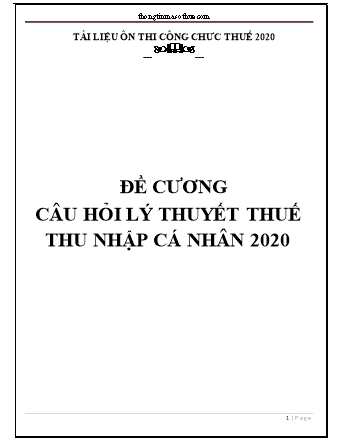 Đề cương câu hỏi lý thuyết Thuế thu nhập cá nhân năm 2020