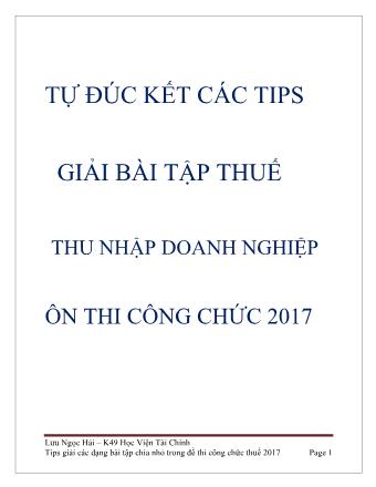 Kinh nghiệm giải bài tập ôn thi công chức Thuế thu nhập doanh nghiệp