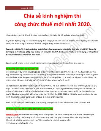 Kinh nghiệm thi công thức Thuế năm 2020