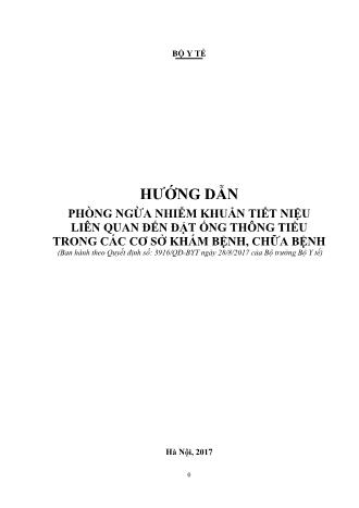 Tài liệu Hướng dẫn phõng ngừa nhiễm khuẩn tiết niệu liên quan đến đặt ống thông tiểu trong các cơ sở khám bệnh, chữa bệnh