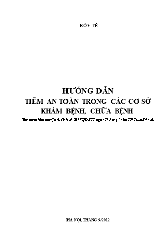 Tài liệu Hướng dẫn tiêm an toàn trong các cơ sở khám bệnh, chữa bệnh