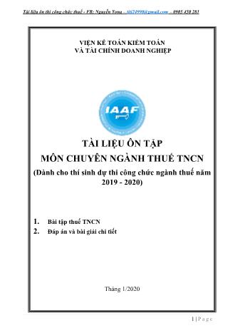 Tài liệu ôn tập môn Chuyên ngành Thuế thu nhập cá nhân