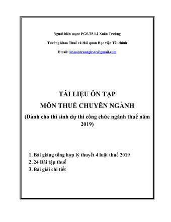 Tài liệu ôn tập môn Thuế chuyên ngành (Dành cho thí sinh dự thi công chức ngành thuế năm 2019)