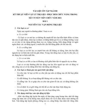 Tài liệu ôn tập ngành Kỹ thuật viên vật lý trị liệu, phục hồi chức năng trong xét tuyển viên chức năm 2021