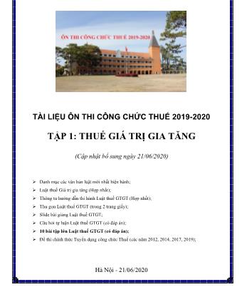 Tài liệu ôn thi Công chức Thuế năm 2109-2020 - Tập 1: Thuế giá trị gia tăng