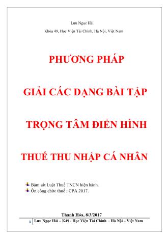 Tài liệu ôn thi Thuế thu nhập cá nhân - Phương pháp giải các dạng bài tập trọng tâm điển hình thuế thu nhập cá nhân