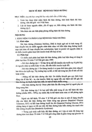 Tài liệu ôn thi vị trí bác sĩ Y học dự phòng - Dịch tễ học các bệnh không truyền nhiễm - Dịch tễ học bệnh đái tháo đường