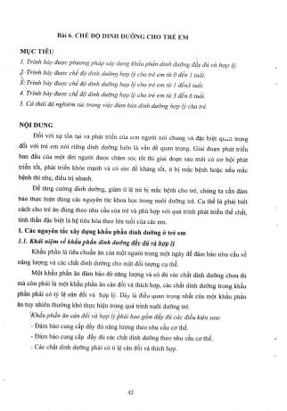 Tài liệu ôn thi vị trí bác sĩ Y học dự phòng - Dinh dưỡng và an toàn vệ sinh thực phẩm thời kỳ đổi mới và hội nhập - Chế độ dinh dưỡng cho trẻ em