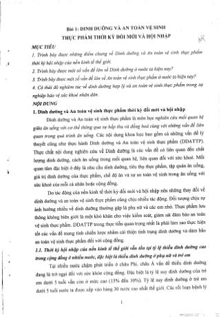 Tài liệu ôn thi vị trí bác sĩ Y học dự phòng - Dinh dưỡng và an toàn vệ sinh thực phẩm thời kỳ đổi mới và hội nhập - Dinh dưỡng và an toàn vệ sinh thực phẩm thời kỳ đổi mới và hội nhập