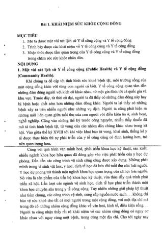 Tài liệu ôn thi vị trí bác sĩ Y học dự phòng - Nguyên lý sức khỏe cộng đồng - Khái niệm sức khỏe cộng đồng
