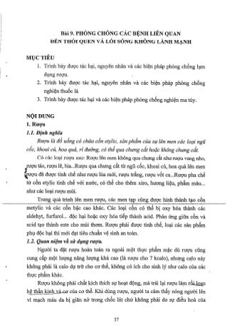 Tài liệu ôn thi vị trí bác sĩ Y học dự phòng - Nguyên lý sức khỏe cộng đồng - Phòng chống các bệnh liên quan đến thói quen và lối sống không lành mạnh