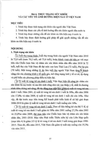 Tài liệu ôn thi vị trí bác sĩ Y học dự phòng - Nguyên lý sức khỏe cộng đồng - Thực trạng sức khỏe và các yếu tố ảnh hưởng đến sức khỏe hiện nay ở Việt Nam