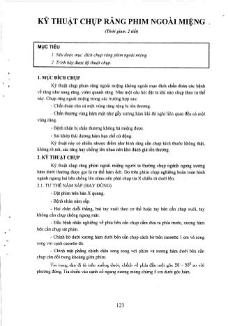 Tài liệu ôn thi vị trí Hình ảnh y học Cao đẳng - Kỹ thuật X-quang không dùng thuốc cản quang - Kỹ thuật chụp răng phim ngoài miệng