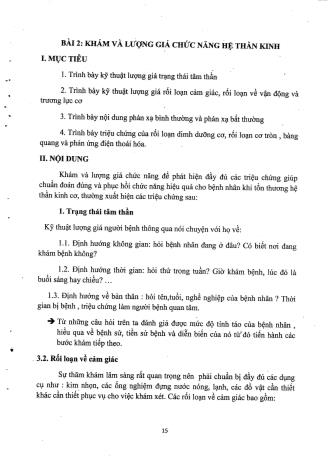 Tài liệu ôn thi vị trí Phục hồi chức năng Cao đẳng - Bệnh lý và vật lý trị liệu bệnh thần kinh cơ - Khám và lượng giá chức năng hệ thần kinh