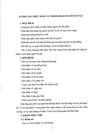 Tài liệu ôn thi vị trí Phục hồi chức năng Cao đẳng - Phần 1 - Lượng giá chức năng và thăm khám người tàn tật