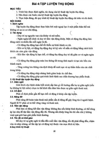 Tài liệu ôn thi vị trí Phục hồi chức năng Cao đẳng - Vận động trị liệu - Tập luyện thụ động