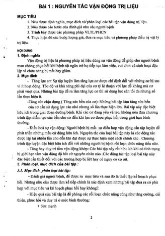 Tài liệu ôn thi vị trí Phục hồi chức năng Cao đẳng - Vận động trị liệu - Nguyên tắc vận động trị liệu