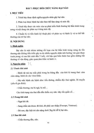 Tài liệu ôn thi vị trí Phục hồi chức năng Đại học - Bệnh lý và vật lý triệu bệnh thần kinh cơ - Phục hồi chức năng bại não