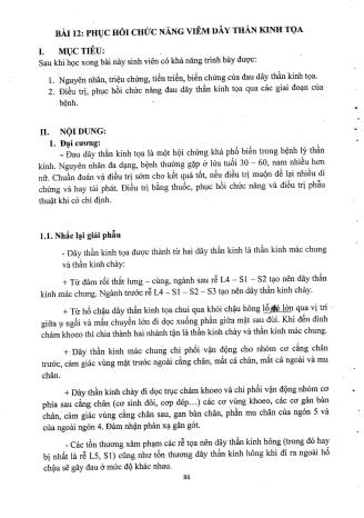 Tài liệu ôn thi vị trí Phục hồi chức năng Đại học - Bệnh lý và vật lý triệu bệnh thần kinh cơ - Phục hồi chức năng viêm dây thần kinh tọa