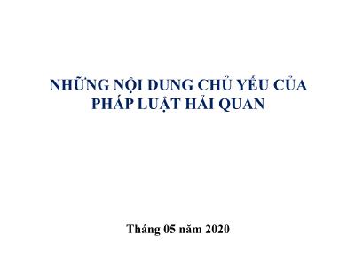 Bài giảng Pháp luật Hải quan