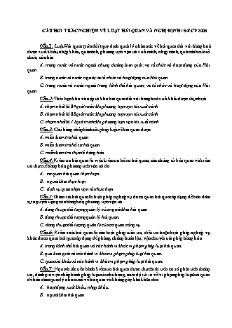 Câu hỏi trắc nghiệm về Luật Hải quan và Nghị định 154/CP 2005