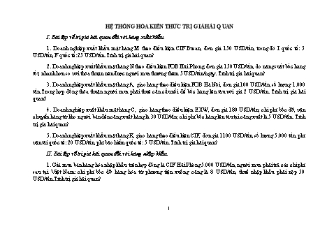 Hệ thống hóa kiến thức Trị giá Hải quan