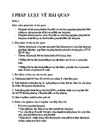 Nội dung tóm tắt môn Pháp luật về Hải quan