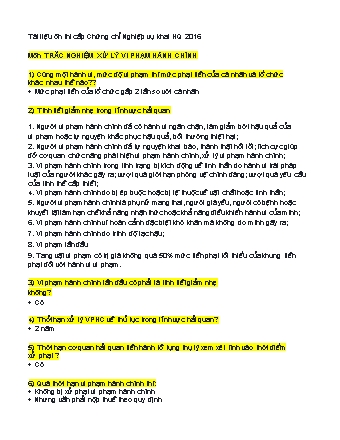 Tài liệu ôn thi cấp Chứng chỉ Nghiệp vụ khai Hải quan năm 2016 - Môn thi trắc nghiệm về xử lý vi phạm hành chính